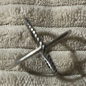 Sterling Silver X Crossed Ring -Modern Minimalist